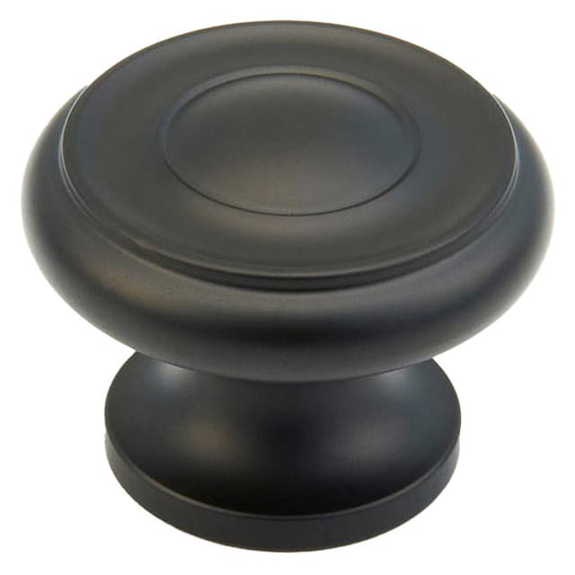 1-1/2" Traditional Round Cabinet Knob, Flat Black