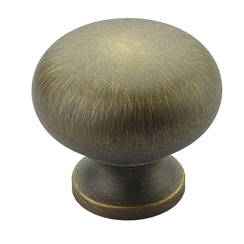 1-1/4" x 1" Traditional Round Cabinet Knob, Antique Light Brass