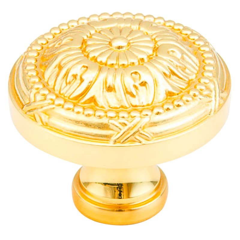 1-1/2" Versaille Round Knob, Polished Brass