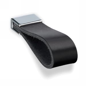 5/8" 2Z221 Series Cabinet Finger Pull, Polished Chrome/Black Leather