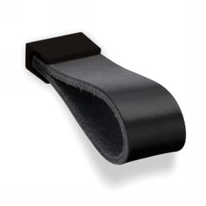 5/8" 2Z221 Series Cabinet Finger Pull, Matte Black/Black Leather