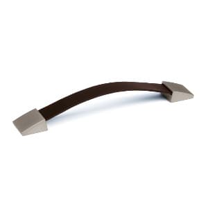 6-1/4" 2Z326 Series Cabinet Pull, Satin Nickel/Black Leather