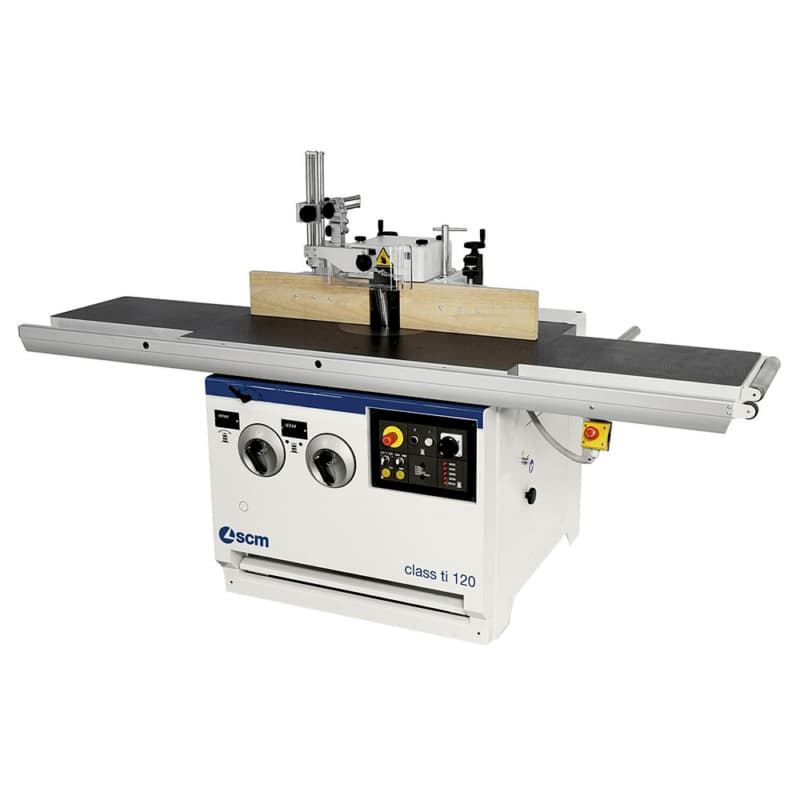 SCM 3-Phase 11Hp Tilting 1.25" Interchangeable Spindle Shaper & MK4 interchangeable spindle w/5.5" of useable spindle below the nut