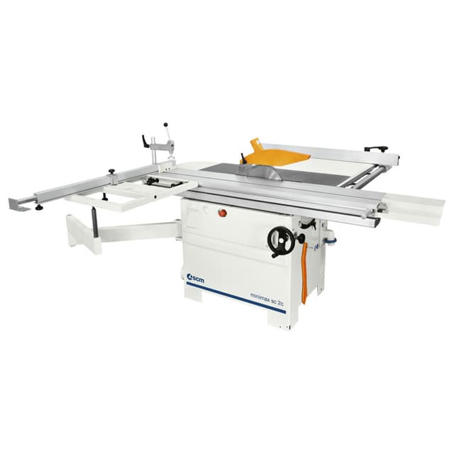 Minimax Single-Phase 3.4Hp 5.5' Manual Sliding Table Saw w/tilting 12" main blade, belt driven scoring blade & 50" rip capacity