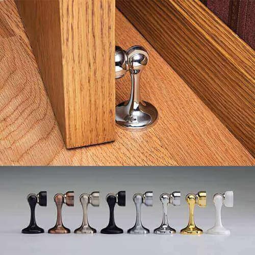 3-3/4" Magnetic Door Holder with Stop, Antique Brass