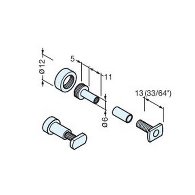 Fluqs One Screw Set for Glass Fluqs Wall Shelving System, Silver