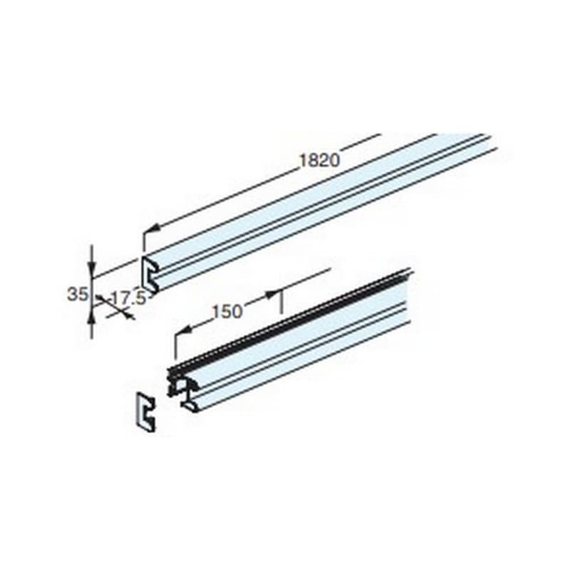 25 Aluminum Single Profile Rail for Fluqs Wall Shelving System, Anodized