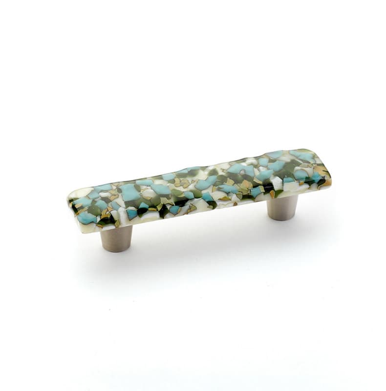 3" Ice Cabinet Pull, Green/Blue Pebbles
