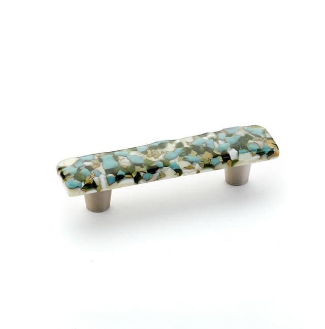3" Ice Cabinet Pull, Green/Blue Pebbles
