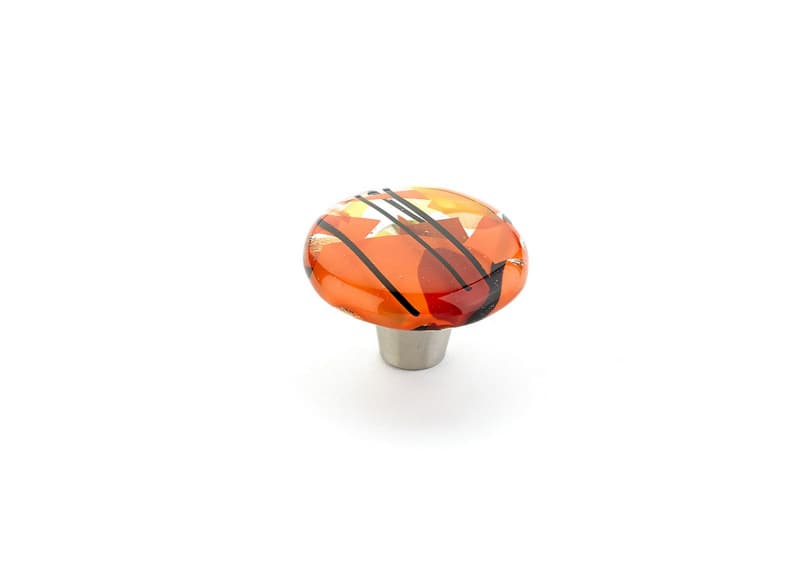 1-1/2" Ice Round Cabinet Knob, Orange Confetti