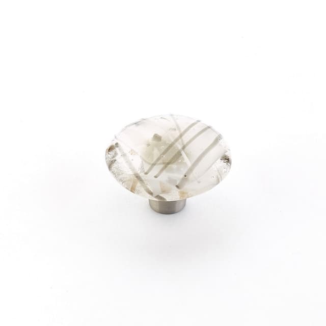 1-1/2" Ice Round Cabinet Knob, White/Grey Confetti