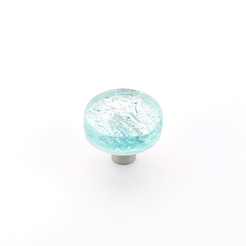 1-1/2" Ice Round Cabinet Knob, Aqua Pearl