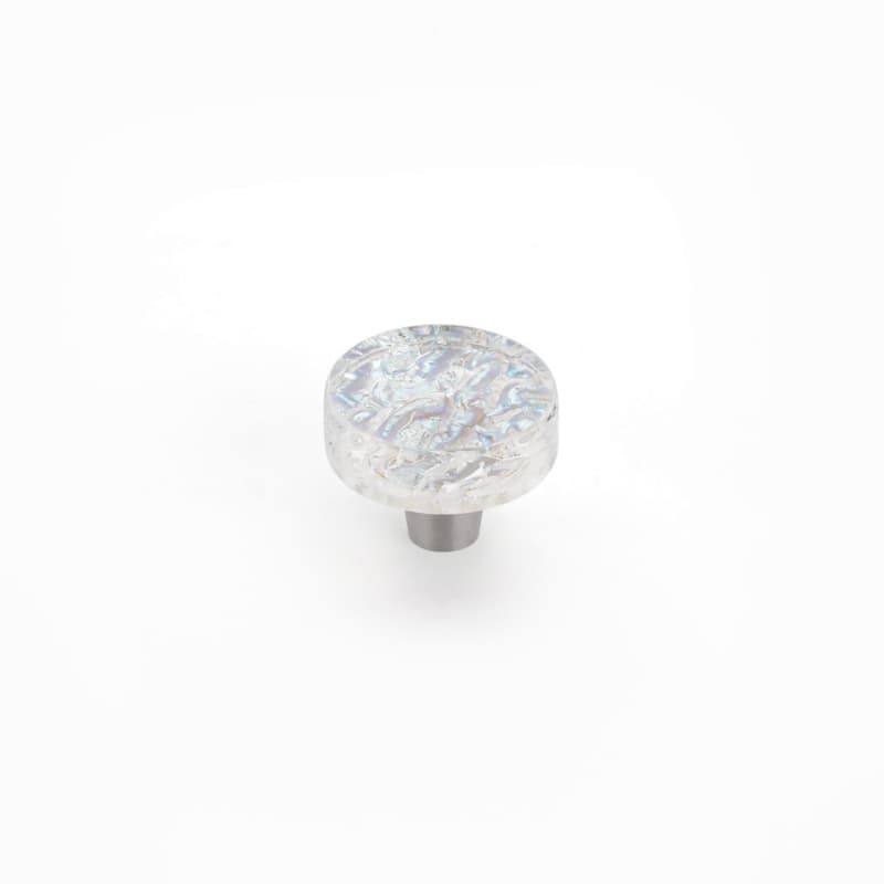 1-1/2" Ice Round Cabinet Knob, Clear Pearl