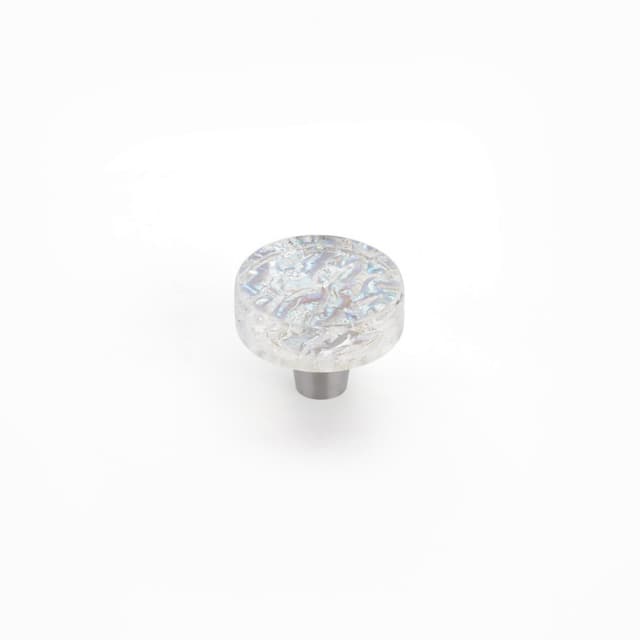 1-1/2" Ice Round Cabinet Knob, Clear Pearl