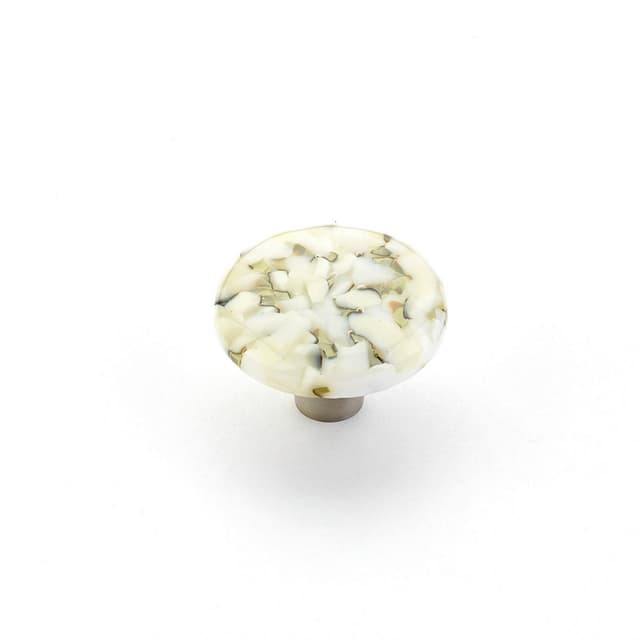 1-1/2" Ice Round Cabinet Knob, White Lace Pebbles