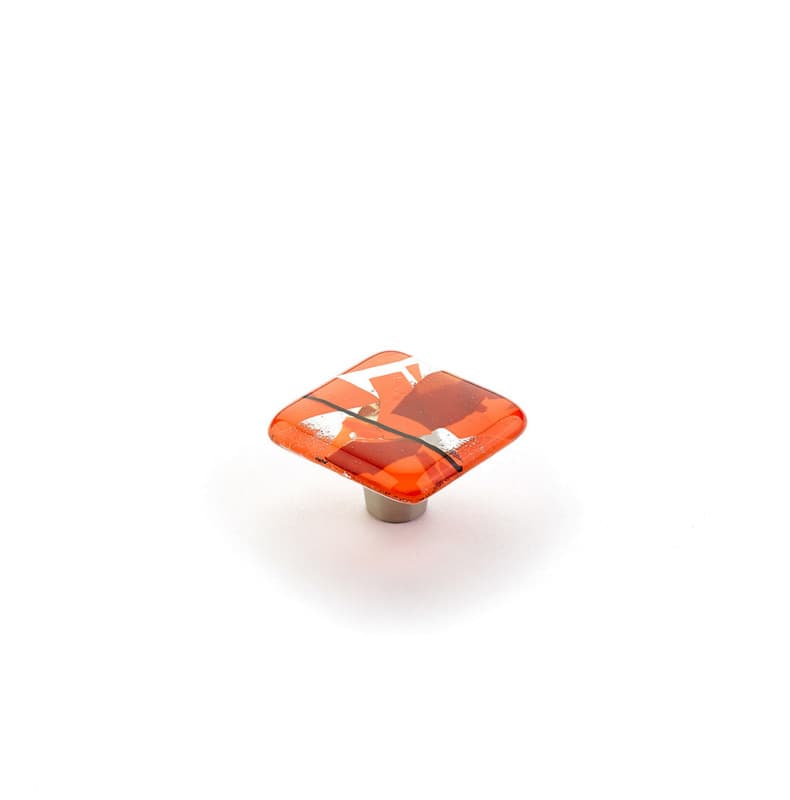 1-1/2" Ice Square Cabinet Knob, Orange Confetti