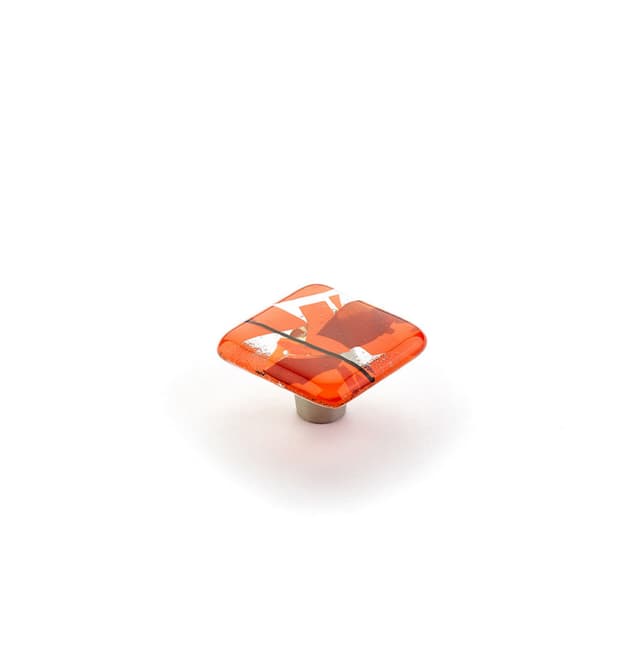 1-1/2" Ice Square Cabinet Knob, Orange Confetti