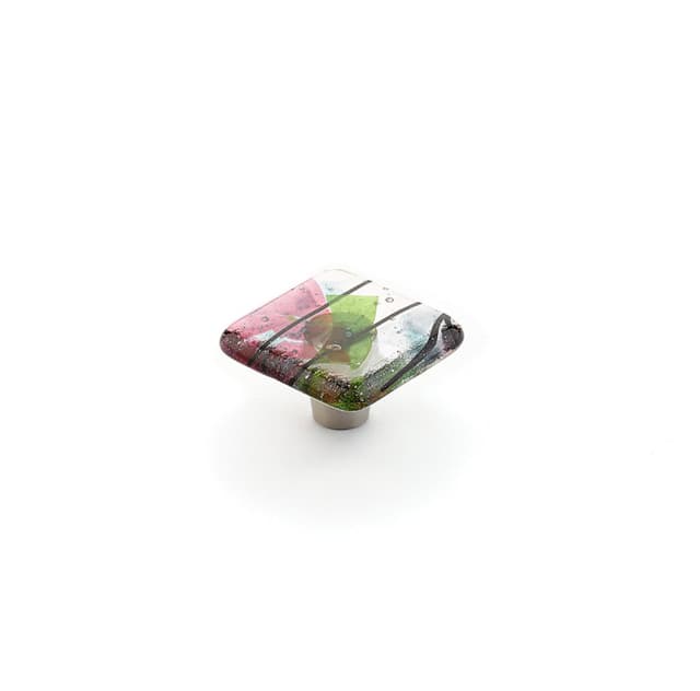 1-1/2" Ice Square Cabinet Knob, Turquoise Confetti