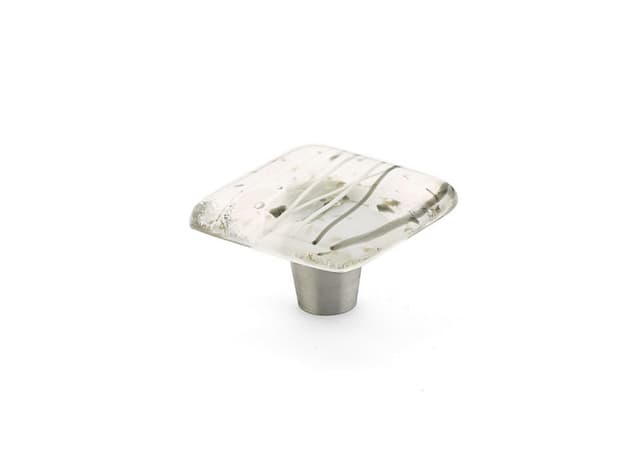 1-1/2" Ice Square Cabinet Knob, White/Grey Confetti
