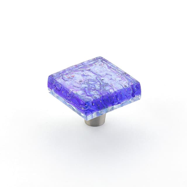 1-1/2" Ice Square Cabinet Knob, Blue Pearl