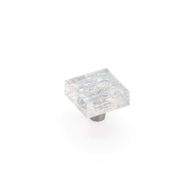 1-1/2" Ice Square Cabinet Knob, Clear Pearl