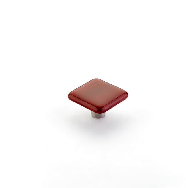1-1/2" Ice Square Cabinet Knob, Scarlet Silk