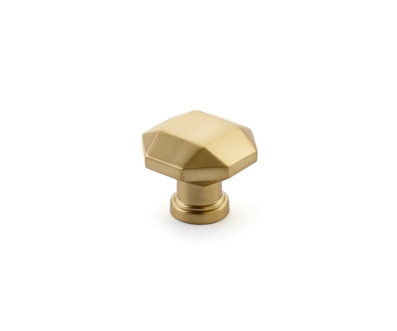 1-1/4" Menlo Park Faceted Cabinet Knob, Signature Satin Brass