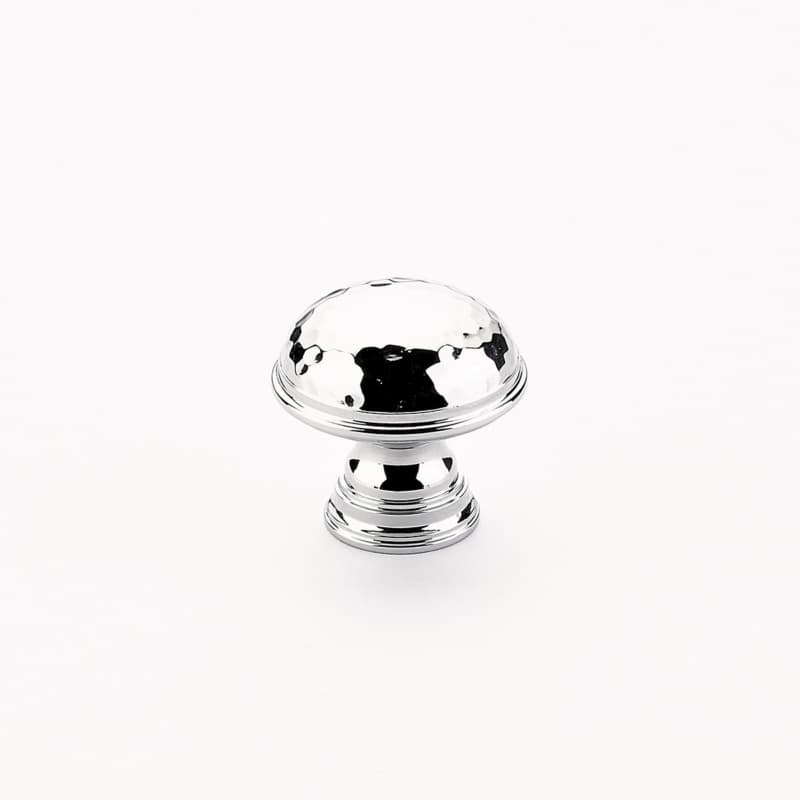 1-1/4" Atherton Hammered Plain Edge Cabinet Knob, Polished Chrome