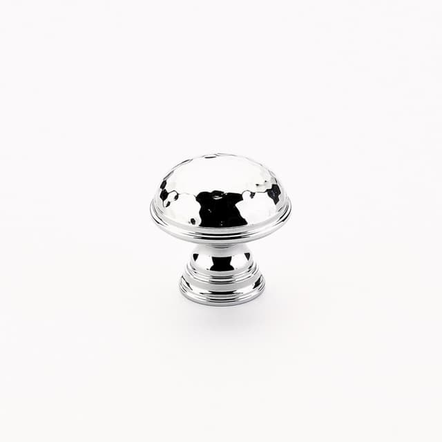 1-1/4" Atherton Hammered Plain Edge Cabinet Knob, Polished Chrome