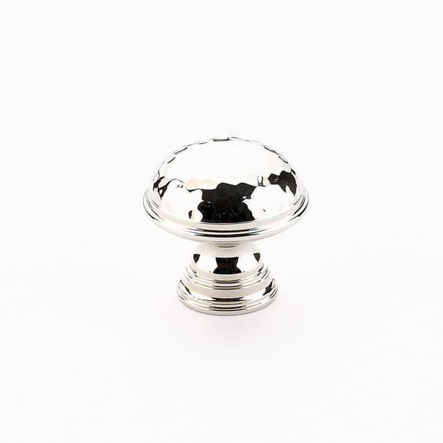 1-1/4" Atherton Hammered Plain Edge Cabinet Knob, Polished Nickel
