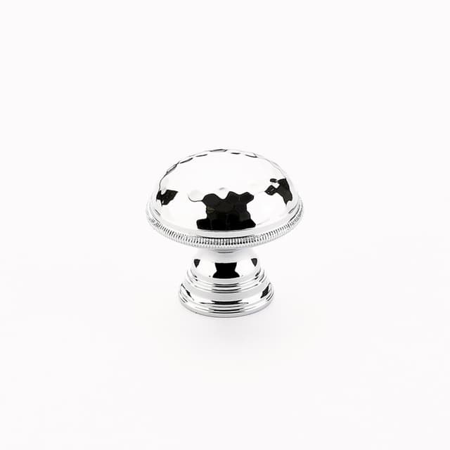 1-1/4" Atherton Hammered Knurled Edge Cabinet Knob, Polished Chrome