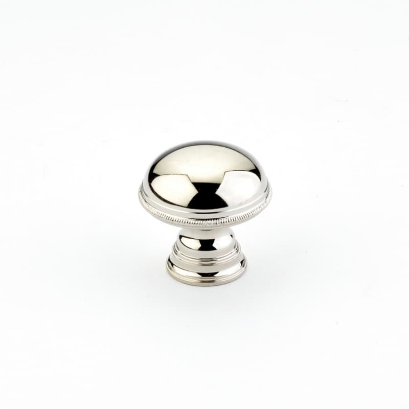 1-1/4" Atherton Plain Surface Knurled Edge Round Cabinet Knob, Polished Nickel