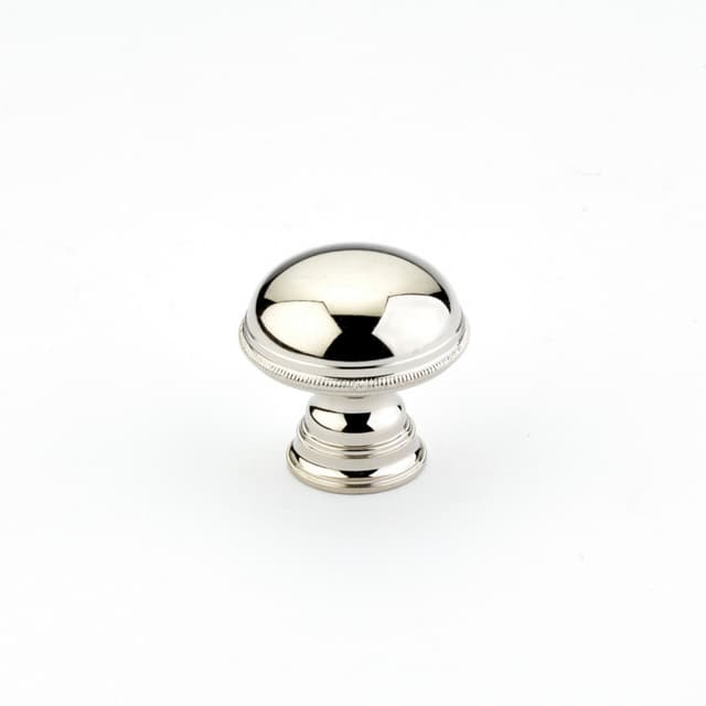 1-1/4" Atherton Plain Surface Knurled Edge Round Cabinet Knob, Polished Nickel
