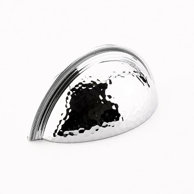 3" Atherton Hammered Knurled EdgeCup Pull, Polished Chrome