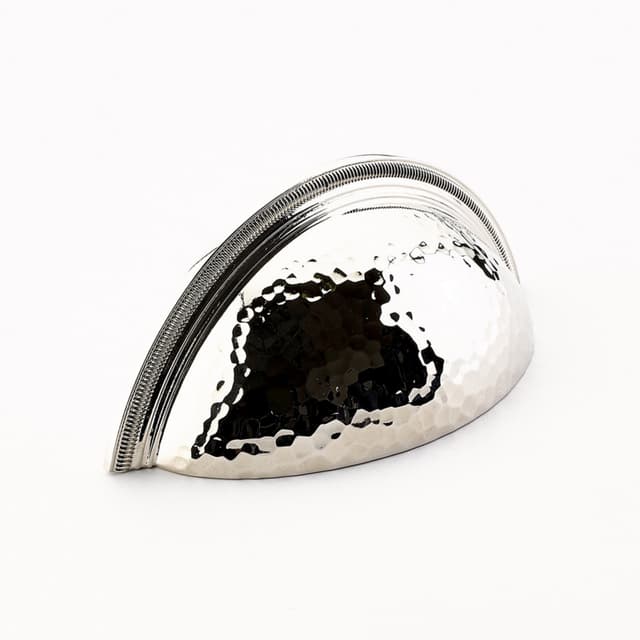 3" Atherton Hammered Knurled EdgeCup Pull, Polished Nickel