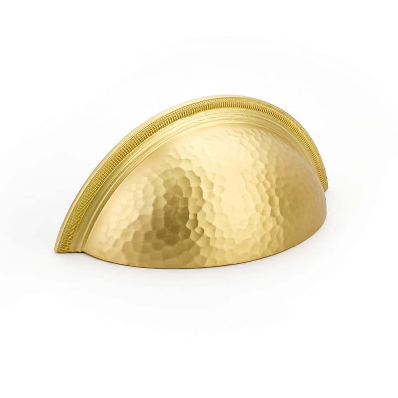 3" Atherton Hammered Knurled EdgeCup Pull, Satin Brass