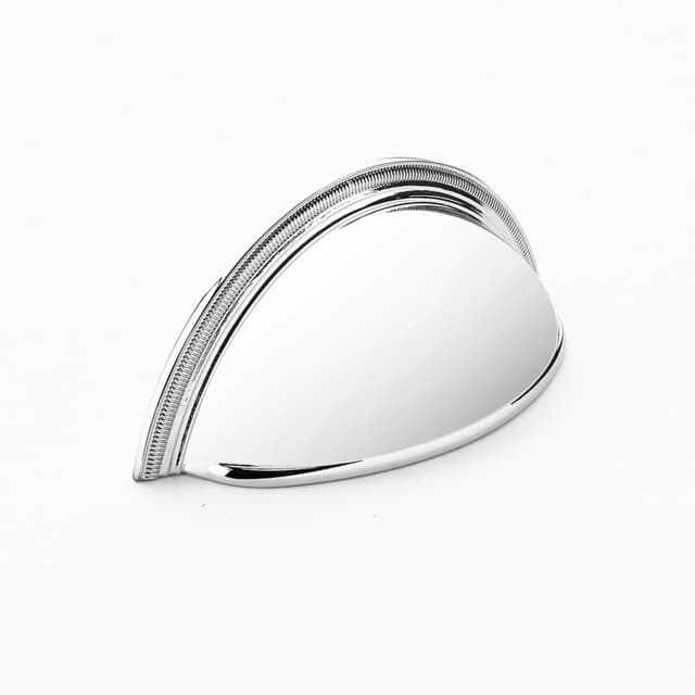 3" Atherton Plain Surface Knurled Edge Cup Pull, Polished Chrome