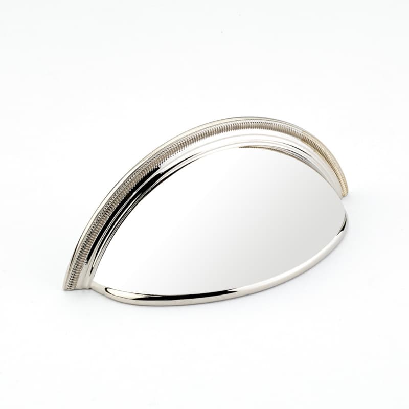 3" Atherton Plain Surface Knurled Edge Cup Pull, Polished Nickel