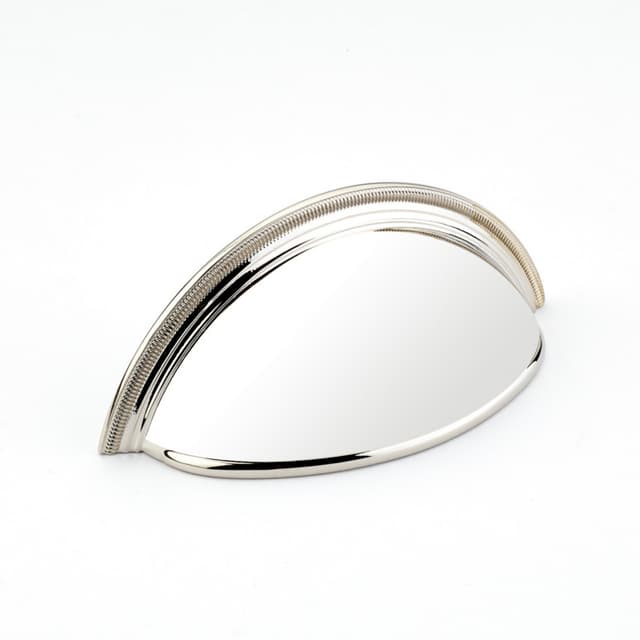 3" Atherton Plain Surface Knurled Edge Cup Pull, Polished Nickel