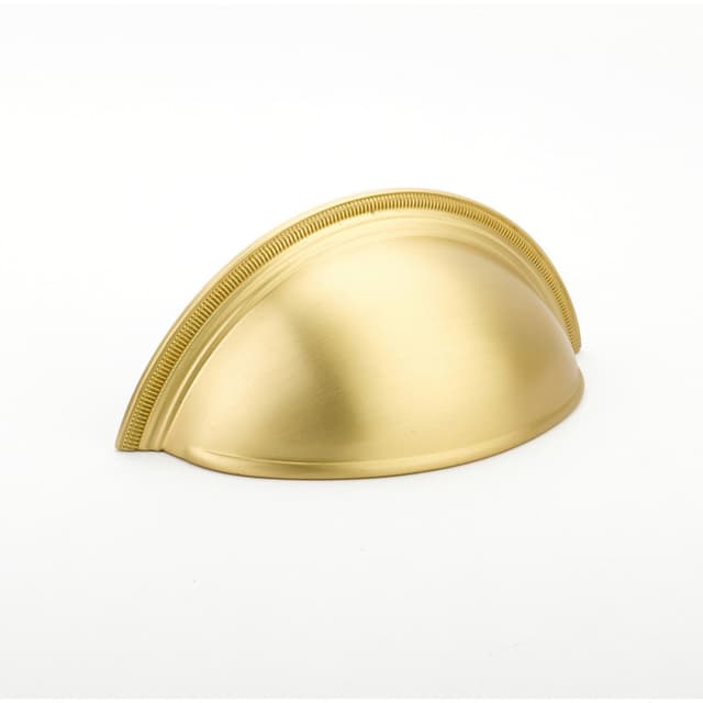 3" Atherton Plain Surface Knurled Edge Cup Pull, Satin Brass