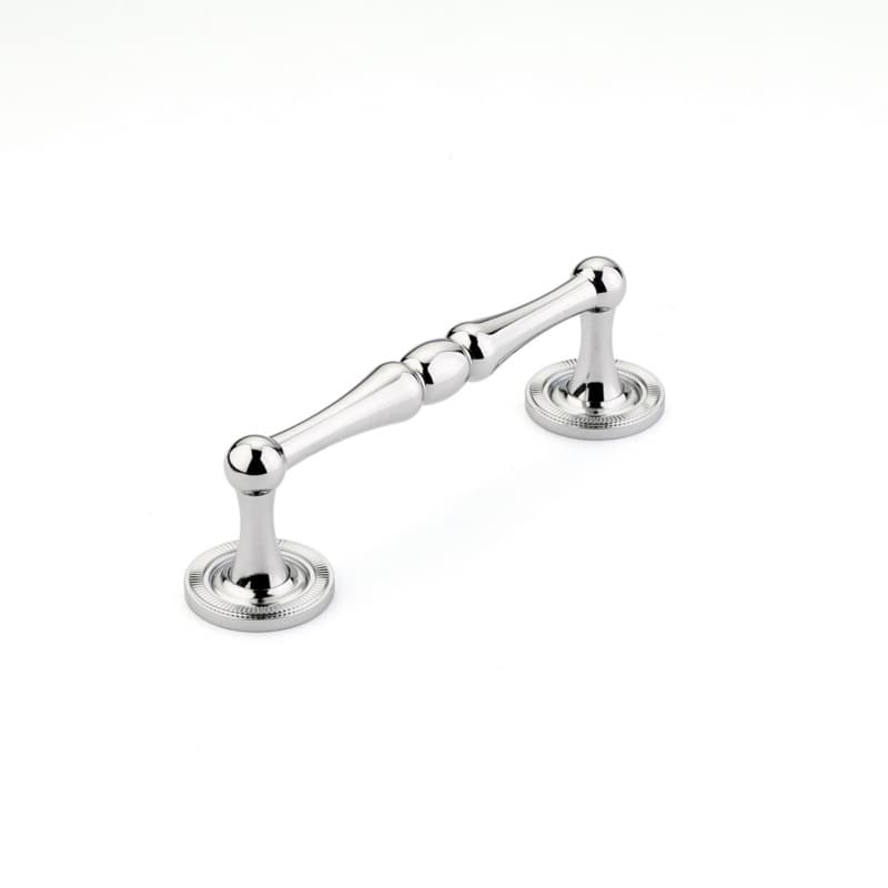4" Atherton Knurled Footplate Cabinet Pull, Polished Chrome