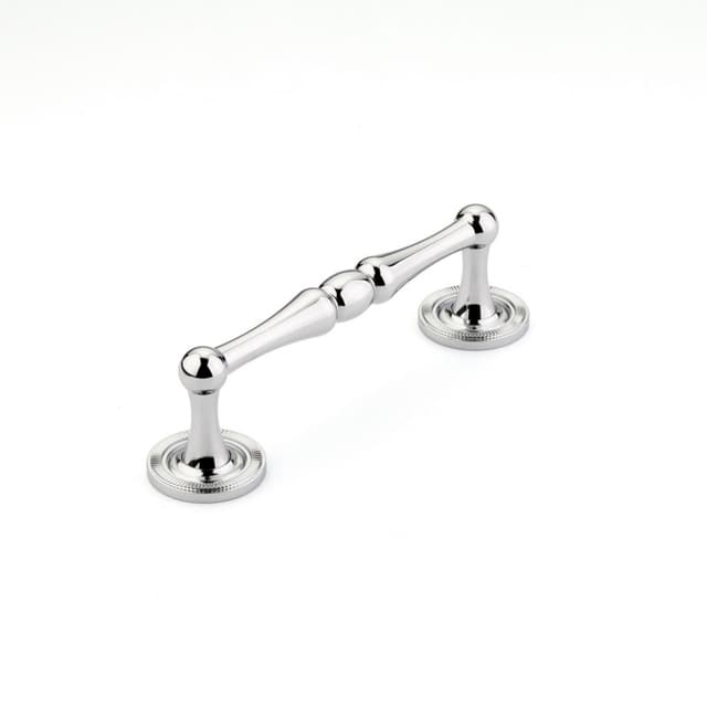 4" Atherton Knurled Footplate Cabinet Pull, Polished Chrome