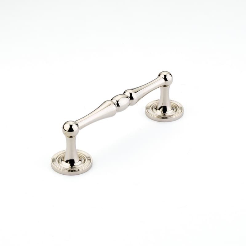4" Atherton Knurled Footplate Cabinet Pull, Polished Nickel