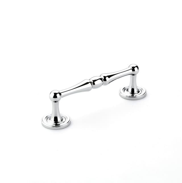 4" Atherton Plain Footplate Cabinet Pull, Polished Chrome