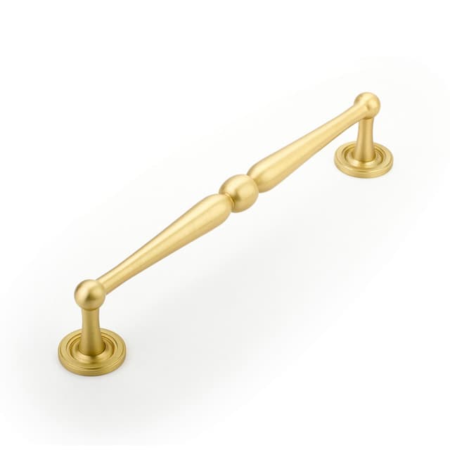 8" Atherton Plain Footplate Cabinet Pull, Satin Brass