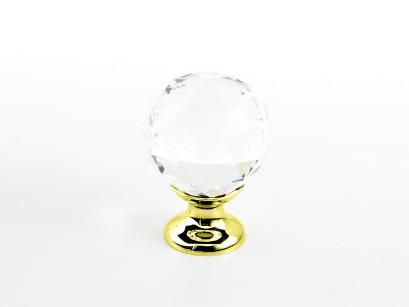 1-1/8" Stargaze Crystal Round Cabinet Knob, Polished Brass