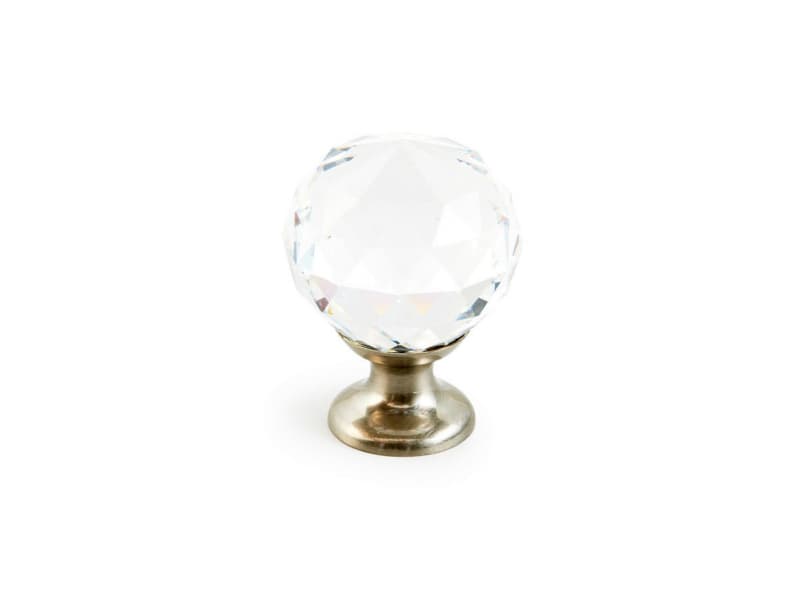 1-1/8" Stargaze Crystal Round Cabinet Knob, Satin Nickel