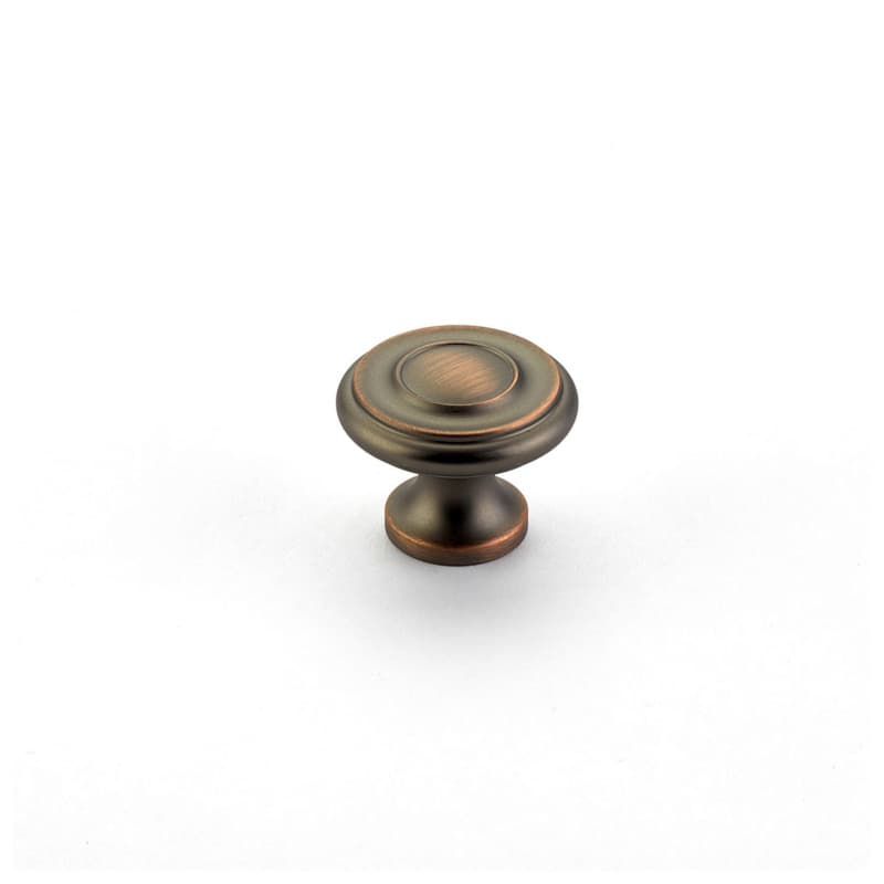 1-1/4" x 7/8" Traditional Round Cabinet Knob, Aurora Bronze