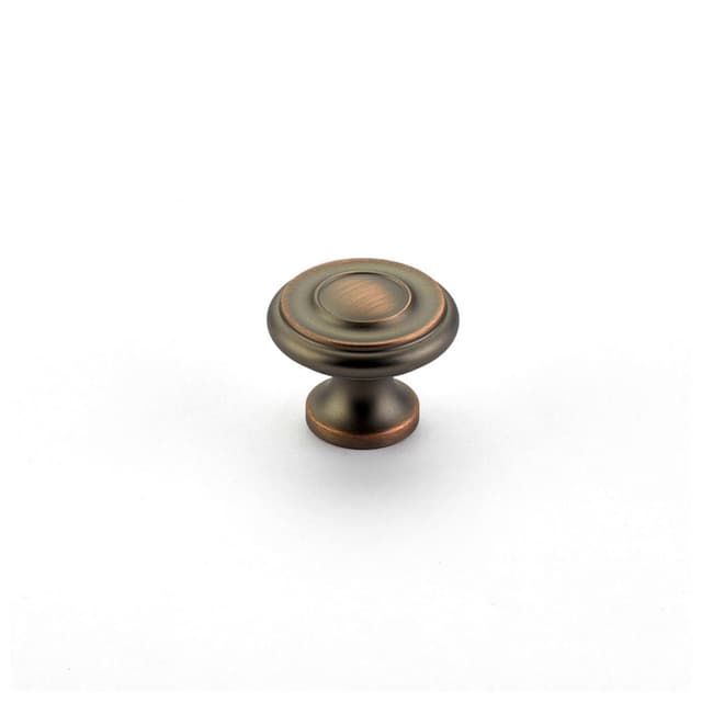 1-1/4" x 7/8" Traditional Round Cabinet Knob, Aurora Bronze