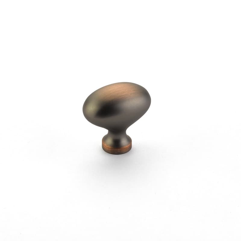 1-3/8" Traditional Oval Cabinet Knob, Aurora Bronze